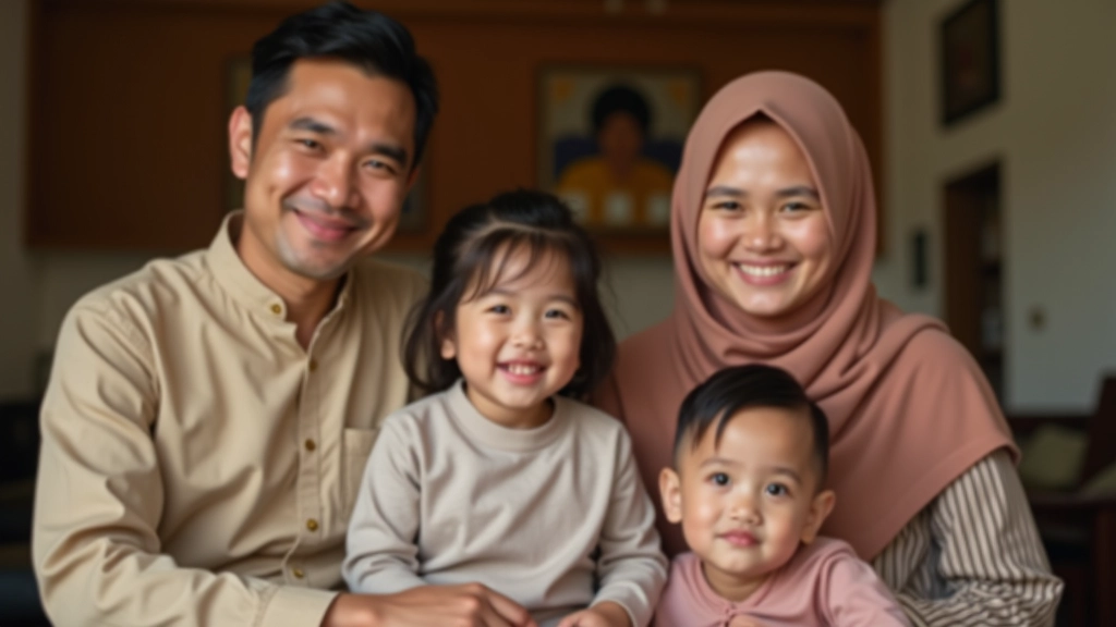 Family members in traditional dress sitting together discussing financial planning documents and waqf options